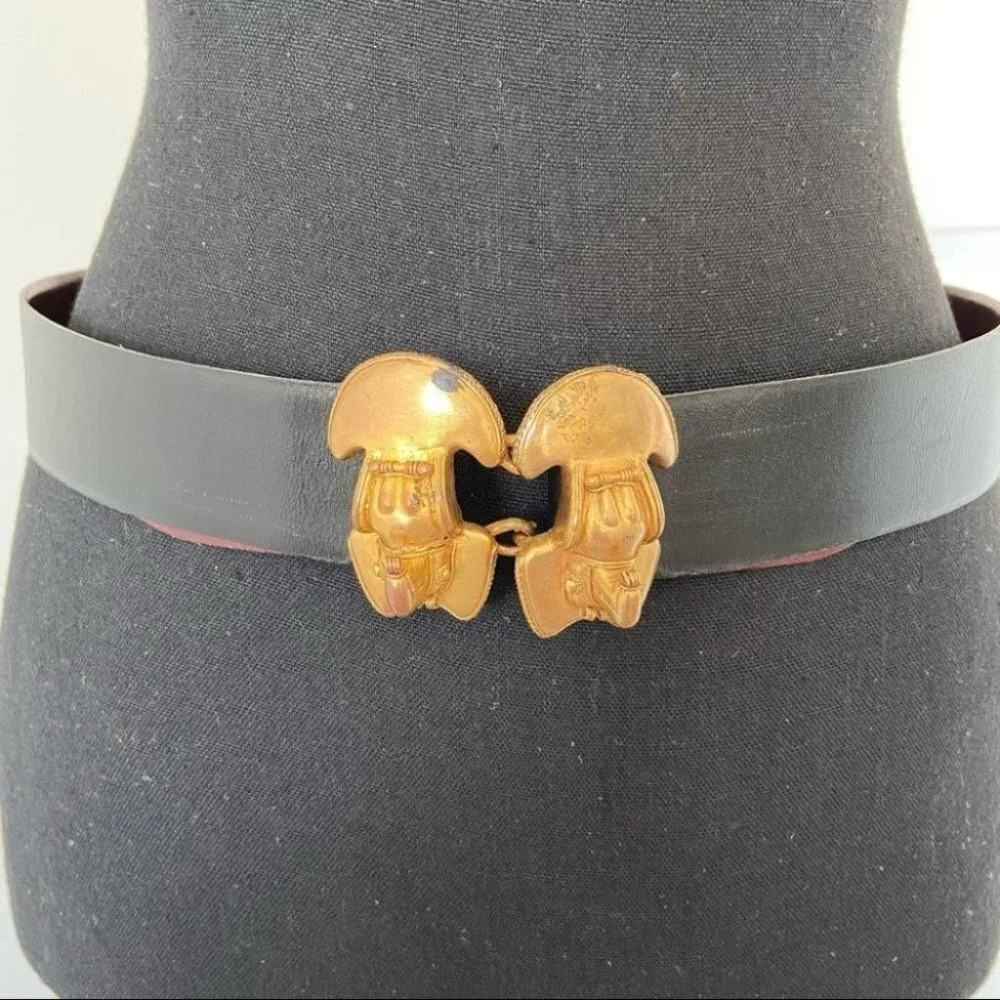 Vintage Antique Elephant Head Leather Waist Belt